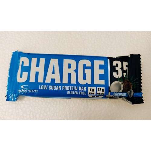 Anderson CHARGE 35 50g Coconut Low Sugar Protein Bar Gluten Free