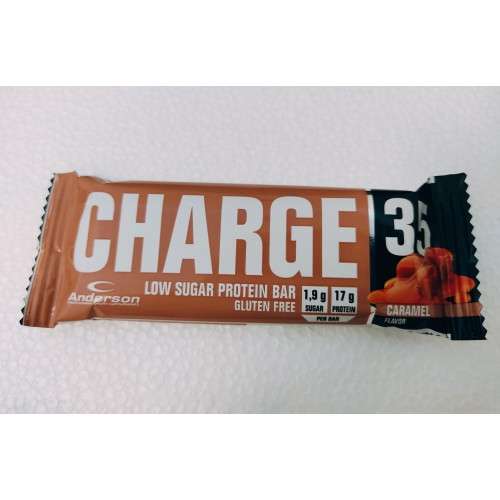Anderson CHARGE 35 50g Caramel Low Sugar Protein Bar Gluten Free