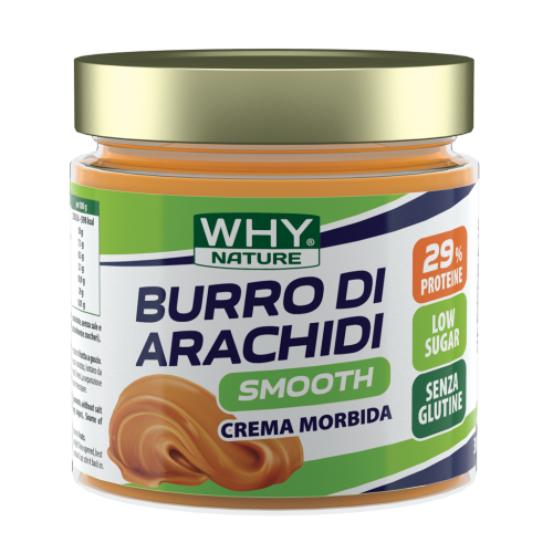 Why Nature BURRO DI ARACHIDI Smooth Proteico 350g Crema Morbida Low Sugar